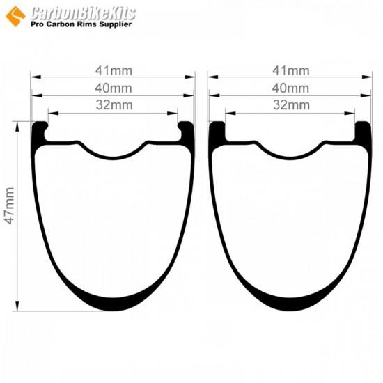 [Ultralight] 400g 700C 47x40mm Carbon Tubeless Gravel / CX / MTB / Beach Racer Wheels Rim